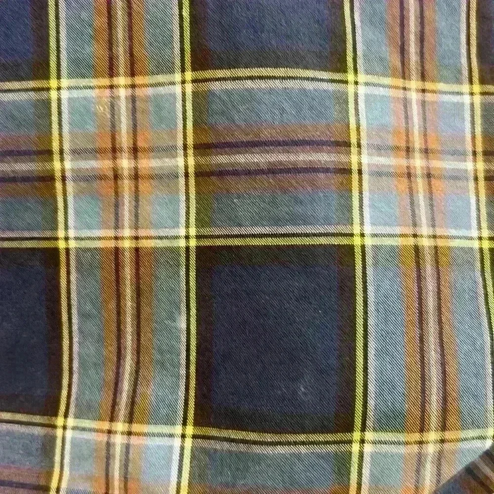 J. Crew Men’s Button-Down Shirt Sz Large Blue/Tan Plaid 100% Cotton